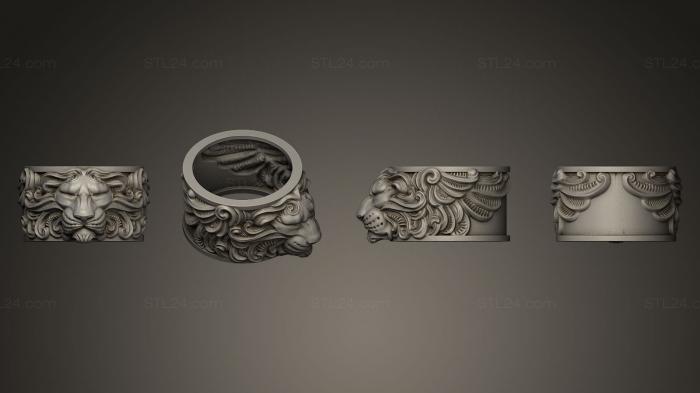 Ювелирные перстни и кольца (Спящий Лев R, JVLRP_0043) 3D модель для ЧПУ станка
